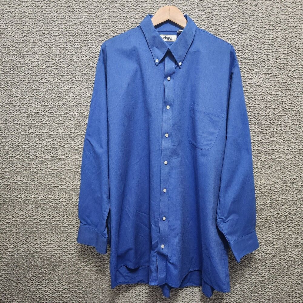 CINTAS Blue Button Down Work Shirt Long Sleeve Men’s Size 19 L-T